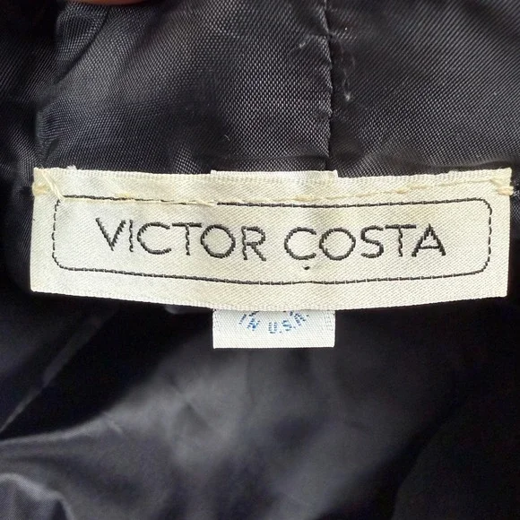 Victor Costa Black Glitter Polka Dot Ruched Tulle Ruffle Mermaid Gown Dress SZ 4 - Picture 5 of 13